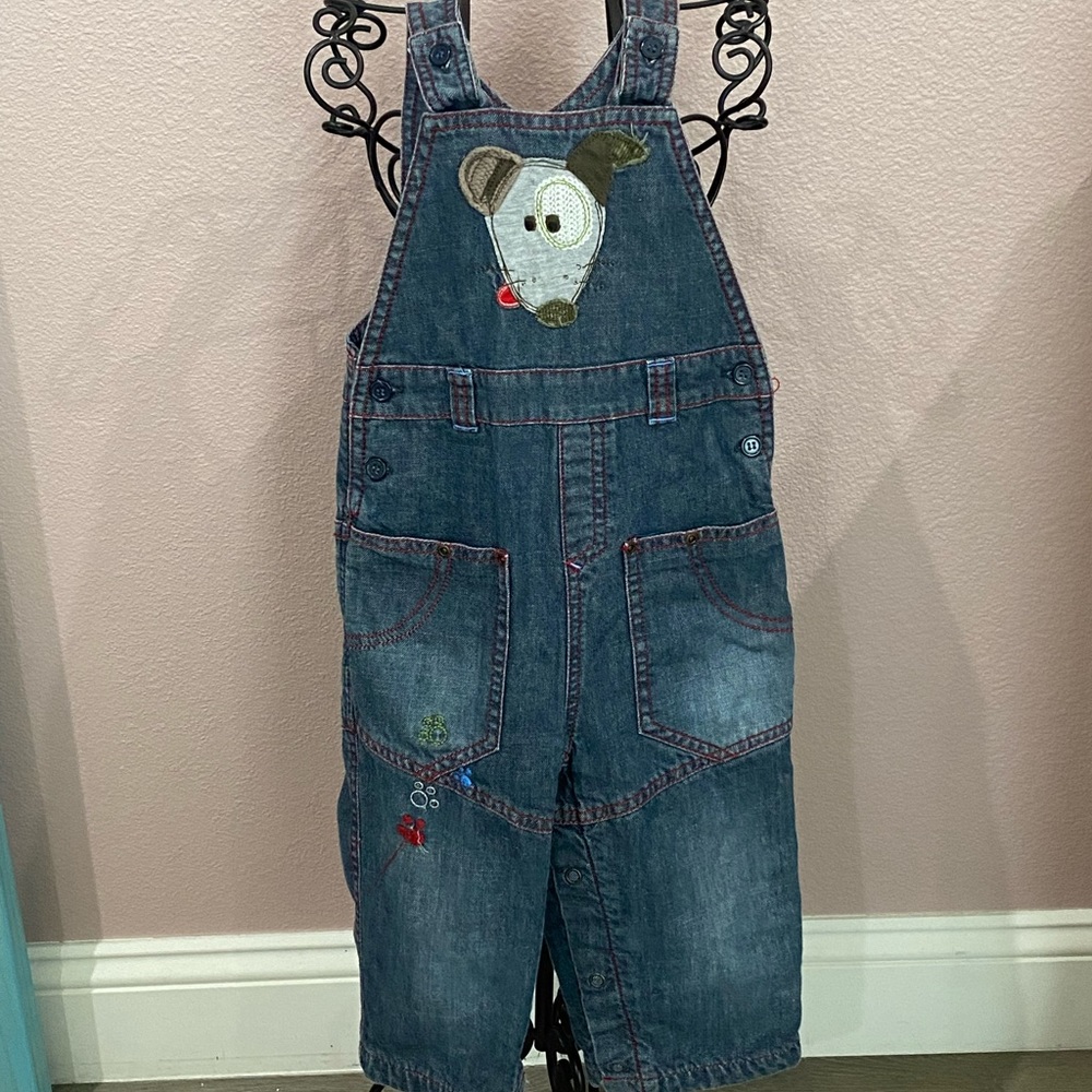 Next Baby Unisex Vintage Denim Overalls in Size 12-18m